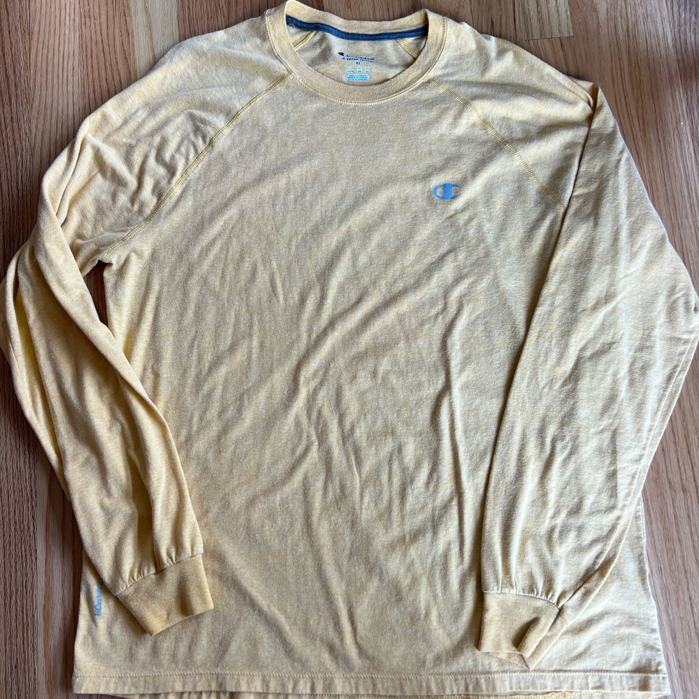 Champion Yellow Long Sleeve Tee Relaxed Fit